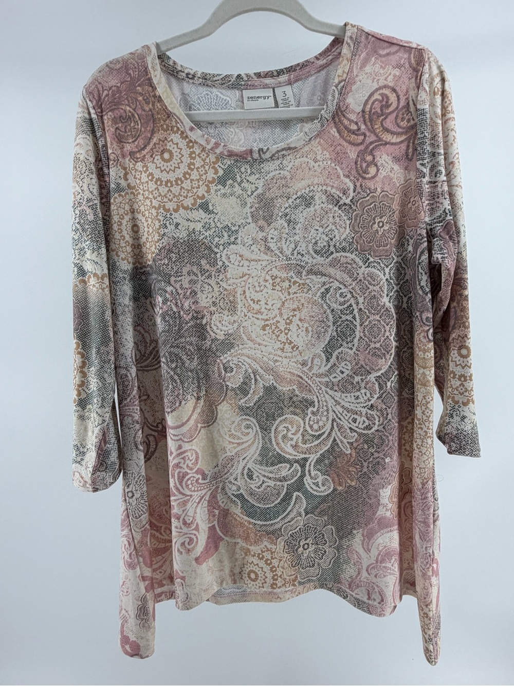 Chico's Zenergy Paisley Floral Soft Stretch Blouse Top, Women's XL (3)
